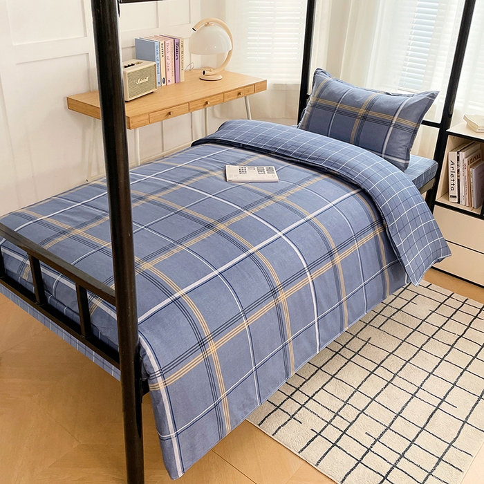 91家纺网 家纺一手货源 找家纺 锦润 2025新款印花12868全棉学生宿舍三件套纯棉六件套青涩时光