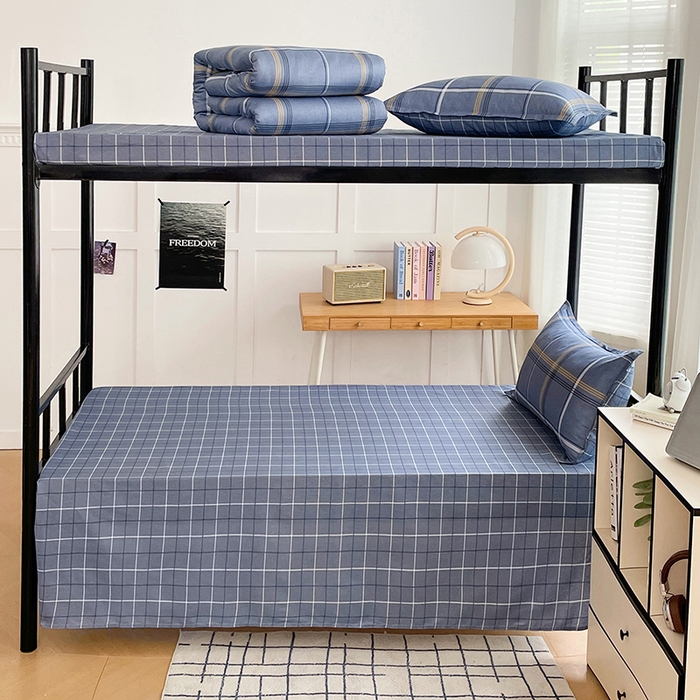 91家纺网 家纺一手货源 找家纺 锦润 2025新款印花12868全棉学生宿舍三件套纯棉六件套青涩时光