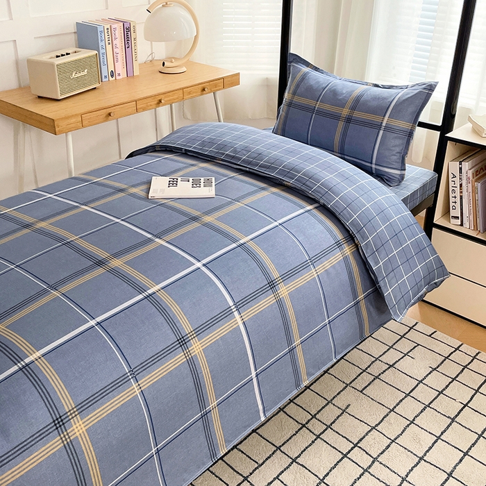 91家纺网 家纺一手货源 找家纺 锦润 2025新款印花12868全棉学生宿舍三件套纯棉六件套青涩时光