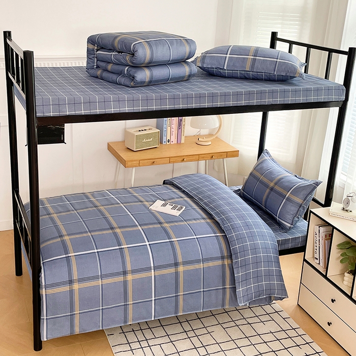 91家纺网 家纺一手货源 找家纺 锦润 2025新款印花12868全棉学生宿舍三件套纯棉六件套青涩时光