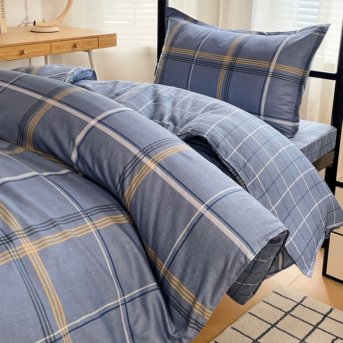 91家纺网 家纺一手货源 找家纺 锦润 2025新款印花12868全棉学生宿舍三件套纯棉六件套青涩时光