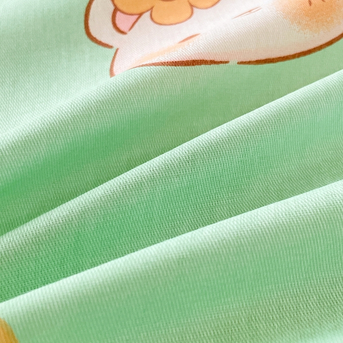 91家纺网 家纺一手货源 找家纺 锦润 2025新款印花12868全棉学生宿舍三件套纯棉六件套可爱熊仔-绿