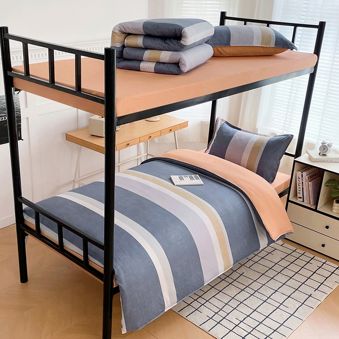 91家纺网 家纺一手货源 找家纺 锦润 2025新款印花12868全棉学生宿舍三件套纯棉六件套静雅格韵