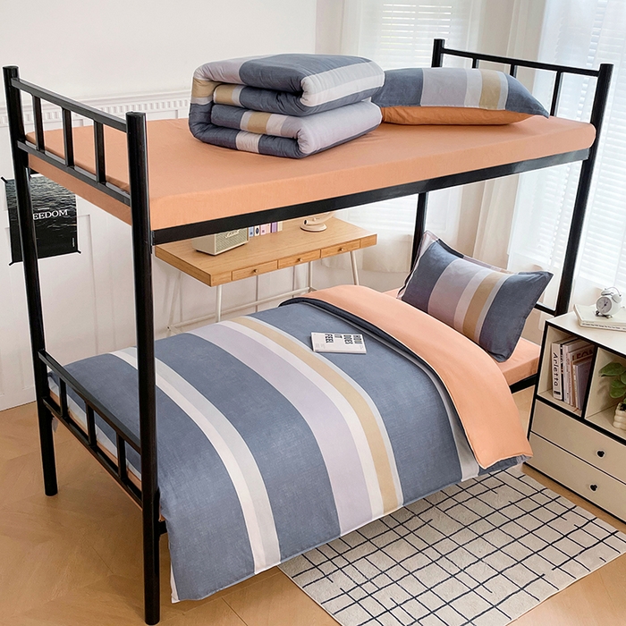 91家纺网 家纺一手货源 找家纺 锦润 2025新款印花12868全棉学生宿舍三件套纯棉六件套静雅格韵