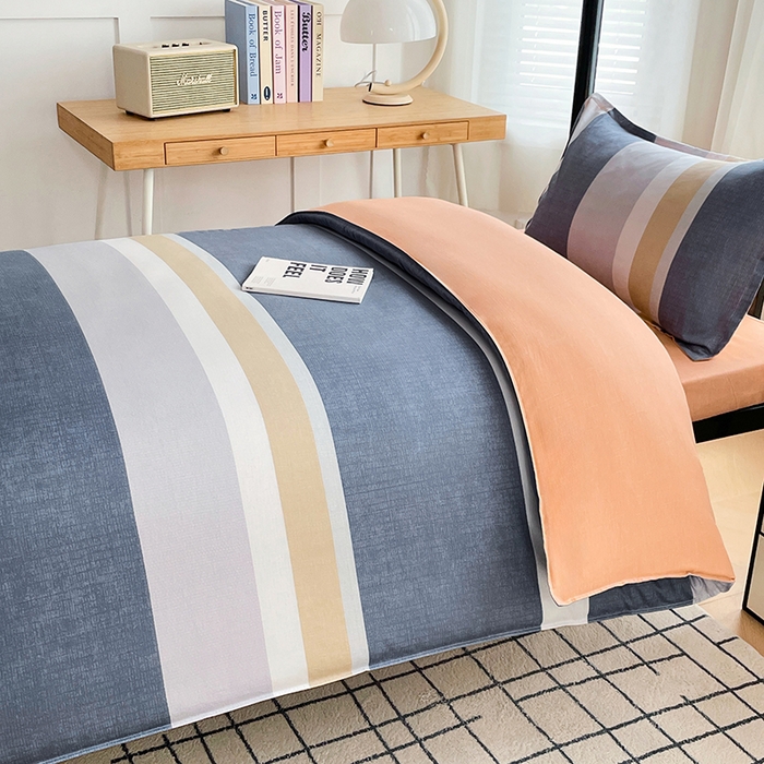 91家纺网 家纺一手货源 找家纺 锦润 2025新款印花12868全棉学生宿舍三件套纯棉六件套静雅格韵