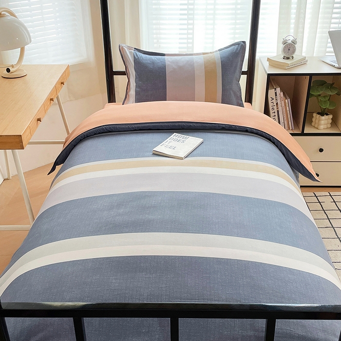 91家纺网 家纺一手货源 找家纺 锦润 2025新款印花12868全棉学生宿舍三件套纯棉六件套静雅格韵