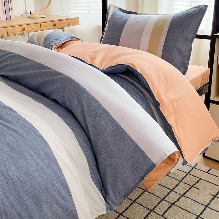 91家纺网 家纺一手货源 找家纺 锦润 2025新款印花12868全棉学生宿舍三件套纯棉六件套静雅格韵