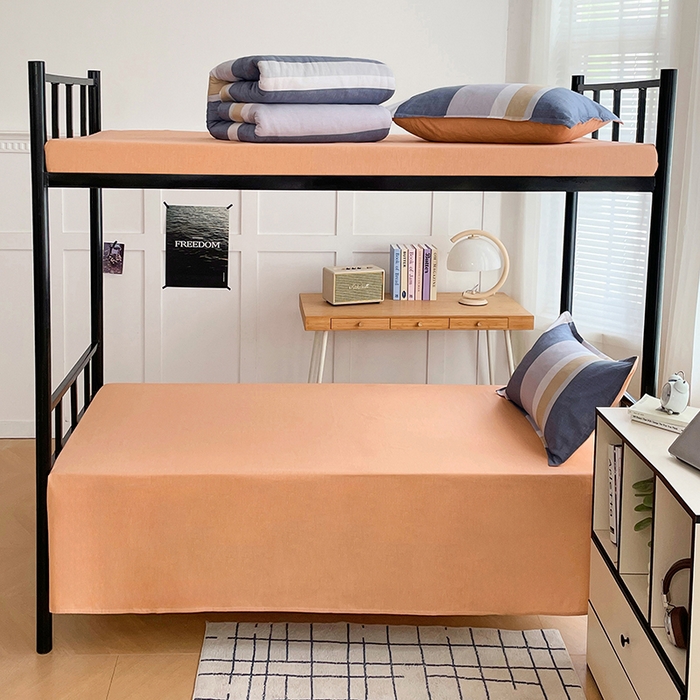 91家纺网 家纺一手货源 找家纺 锦润 2025新款印花12868全棉学生宿舍三件套纯棉六件套静雅格韵