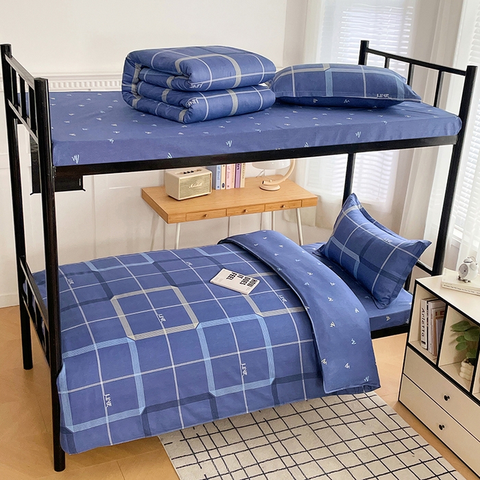 91家纺网 家纺一手货源 找家纺 锦润 2025新款印花12868全棉学生宿舍三件套纯棉六件套简爱