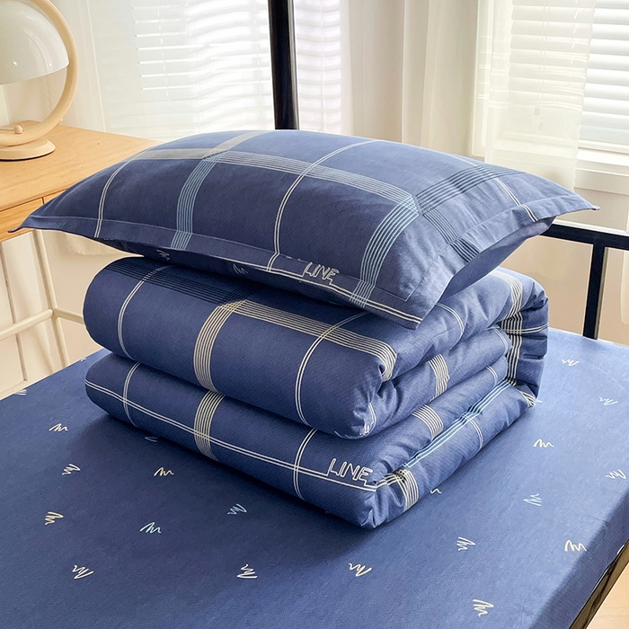 91家纺网 家纺一手货源 找家纺 锦润 2025新款印花12868全棉学生宿舍三件套纯棉六件套简爱