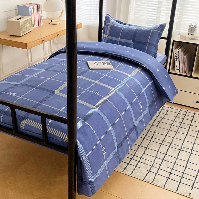 91家纺网 家纺一手货源 找家纺 锦润 2025新款印花12868全棉学生宿舍三件套纯棉六件套简爱