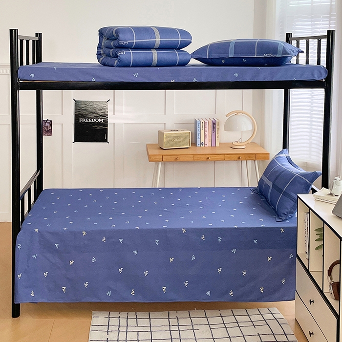 91家纺网 家纺一手货源 找家纺 锦润 2025新款印花12868全棉学生宿舍三件套纯棉六件套简爱