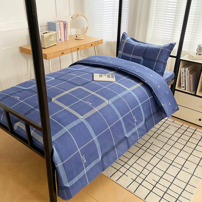 91家纺网 家纺一手货源 找家纺 锦润 2025新款印花12868全棉学生宿舍三件套纯棉六件套简爱