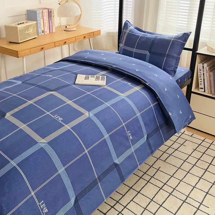 91家纺网 家纺一手货源 找家纺 锦润 2025新款印花12868全棉学生宿舍三件套纯棉六件套简爱