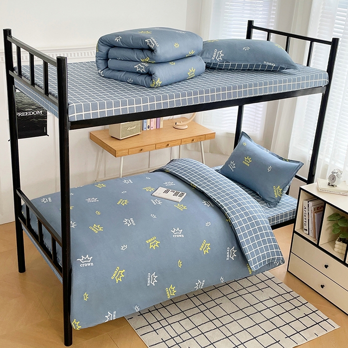 91家纺网 家纺一手货源 找家纺 锦润 2025新款印花12868全棉学生宿舍三件套纯棉六件套皇冠