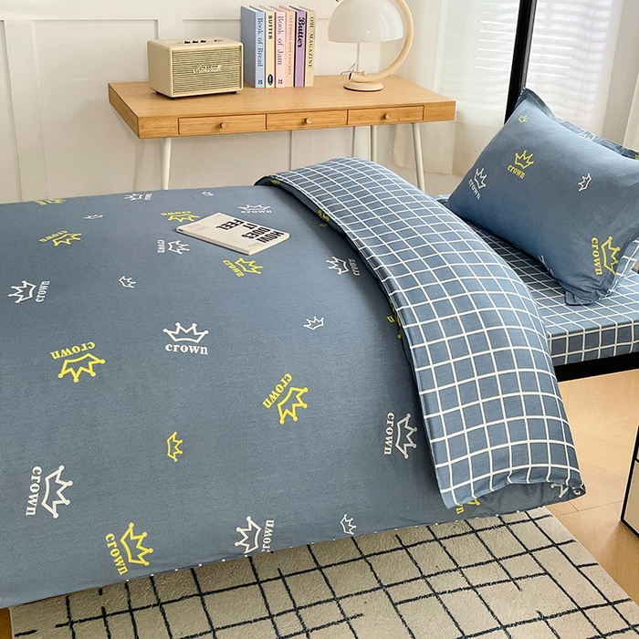 91家纺网 家纺一手货源 找家纺 锦润 2025新款印花12868全棉学生宿舍三件套纯棉六件套皇冠