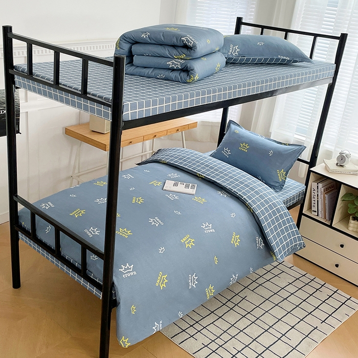 91家纺网 家纺一手货源 找家纺 锦润 2025新款印花12868全棉学生宿舍三件套纯棉六件套皇冠