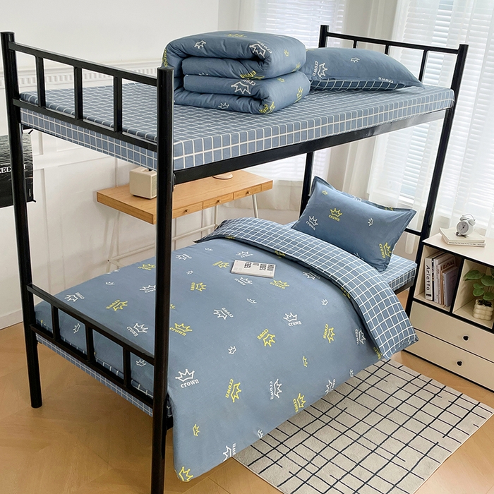 91家纺网 家纺一手货源 找家纺 锦润 2025新款印花12868全棉学生宿舍三件套纯棉六件套皇冠