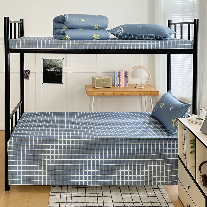 91家纺网 家纺一手货源 找家纺 锦润 2025新款印花12868全棉学生宿舍三件套纯棉六件套皇冠