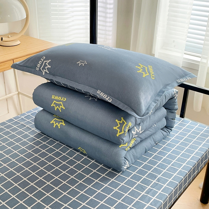 91家纺网 家纺一手货源 找家纺 锦润 2025新款印花12868全棉学生宿舍三件套纯棉六件套皇冠