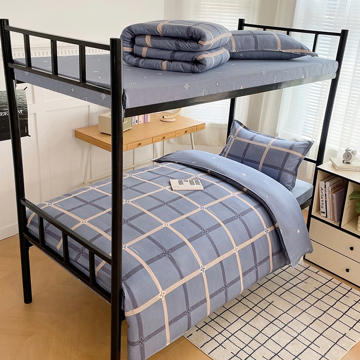 91家纺网 家纺一手货源 找家纺 锦润 2025新款印花12868全棉学生宿舍三件套纯棉六件套艾尚-灰