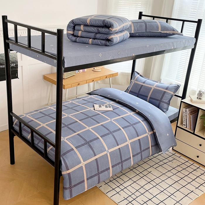 91家纺网 家纺一手货源 找家纺 锦润 2025新款印花12868全棉学生宿舍三件套纯棉六件套艾尚-灰