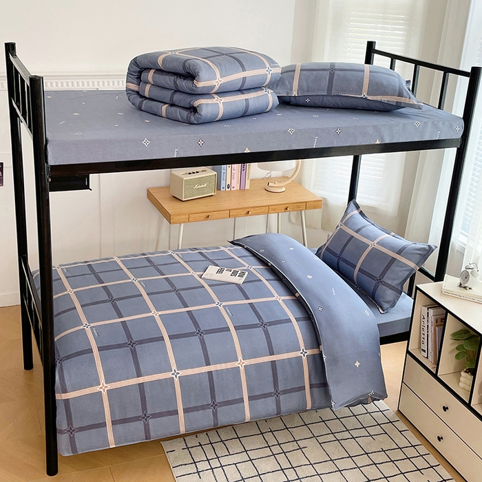 91家纺网 家纺一手货源 找家纺 锦润 2025新款印花12868全棉学生宿舍三件套纯棉六件套艾尚-灰