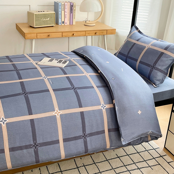 91家纺网 家纺一手货源 找家纺 锦润 2025新款印花12868全棉学生宿舍三件套纯棉六件套艾尚-灰