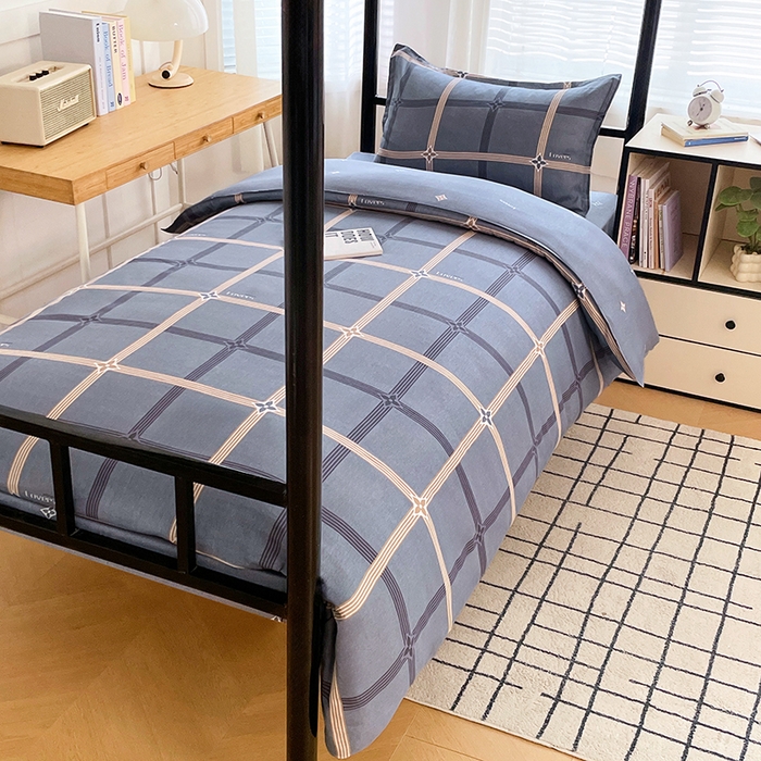 91家纺网 家纺一手货源 找家纺 锦润 2025新款印花12868全棉学生宿舍三件套纯棉六件套艾尚-灰