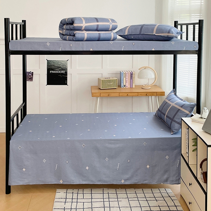 91家纺网 家纺一手货源 找家纺 锦润 2025新款印花12868全棉学生宿舍三件套纯棉六件套艾尚-灰