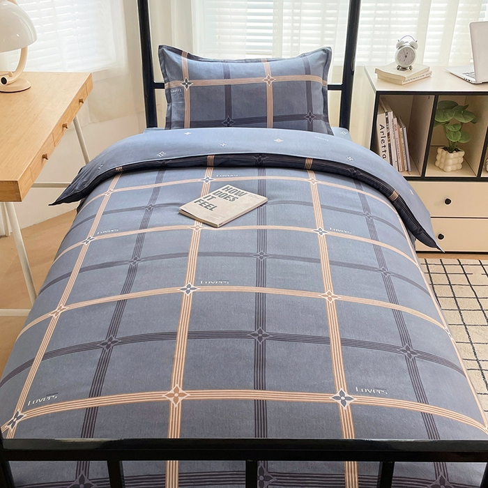 91家纺网 家纺一手货源 找家纺 锦润 2025新款印花12868全棉学生宿舍三件套纯棉六件套艾尚-灰