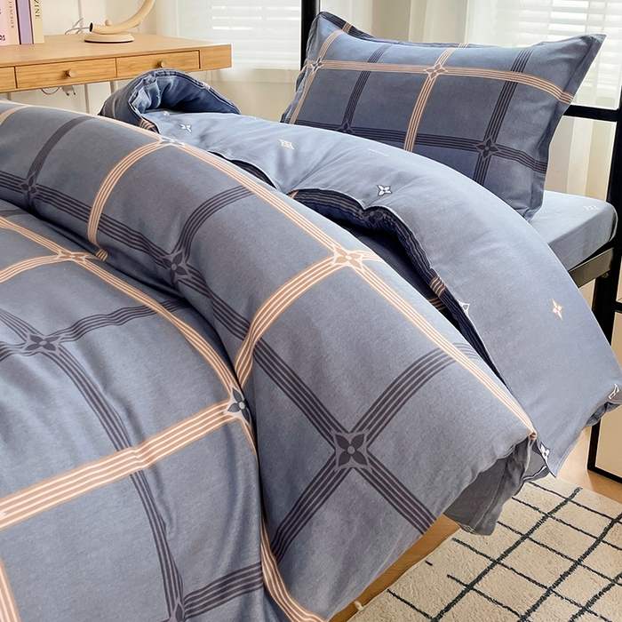 91家纺网 家纺一手货源 找家纺 锦润 2025新款印花12868全棉学生宿舍三件套纯棉六件套艾尚-灰