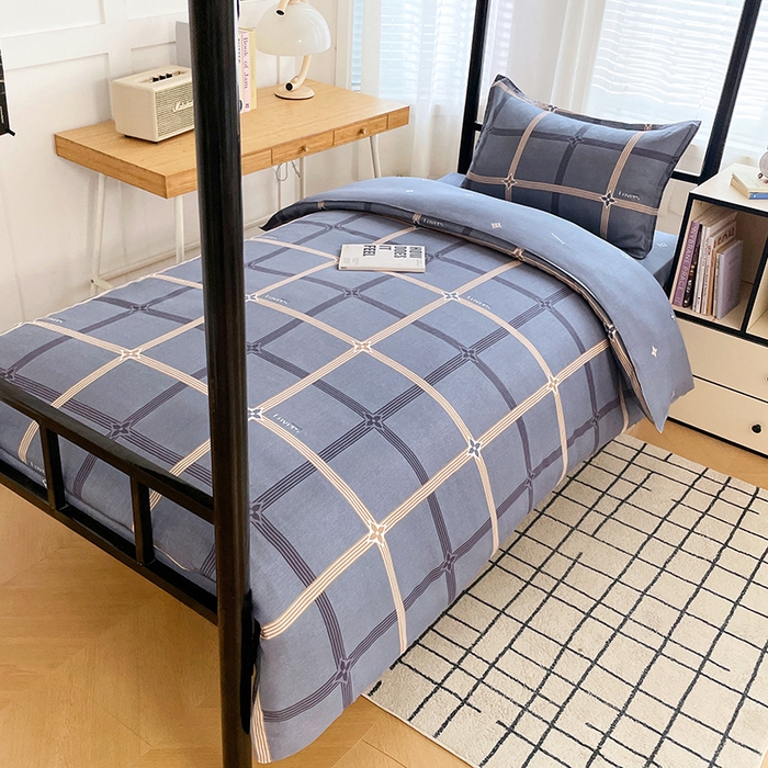 91家纺网 家纺一手货源 找家纺 锦润 2025新款印花12868全棉学生宿舍三件套纯棉六件套艾尚-灰