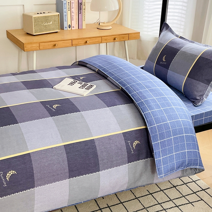 91家纺网 家纺一手货源 找家纺 锦润 2025新款印花12868全棉学生宿舍三件套纯棉六件套达芬奇-灰