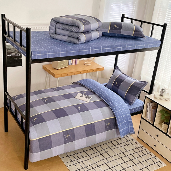 91家纺网 家纺一手货源 找家纺 锦润 2025新款印花12868全棉学生宿舍三件套纯棉六件套达芬奇-灰