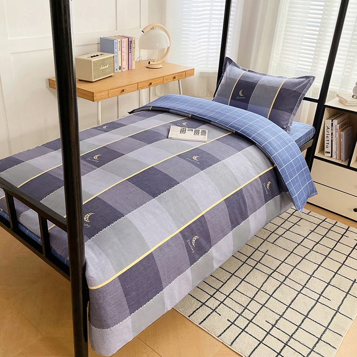 91家纺网 家纺一手货源 找家纺 锦润 2025新款印花12868全棉学生宿舍三件套纯棉六件套达芬奇-灰