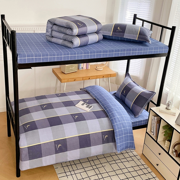 91家纺网 家纺一手货源 找家纺 锦润 2025新款印花12868全棉学生宿舍三件套纯棉六件套达芬奇-灰