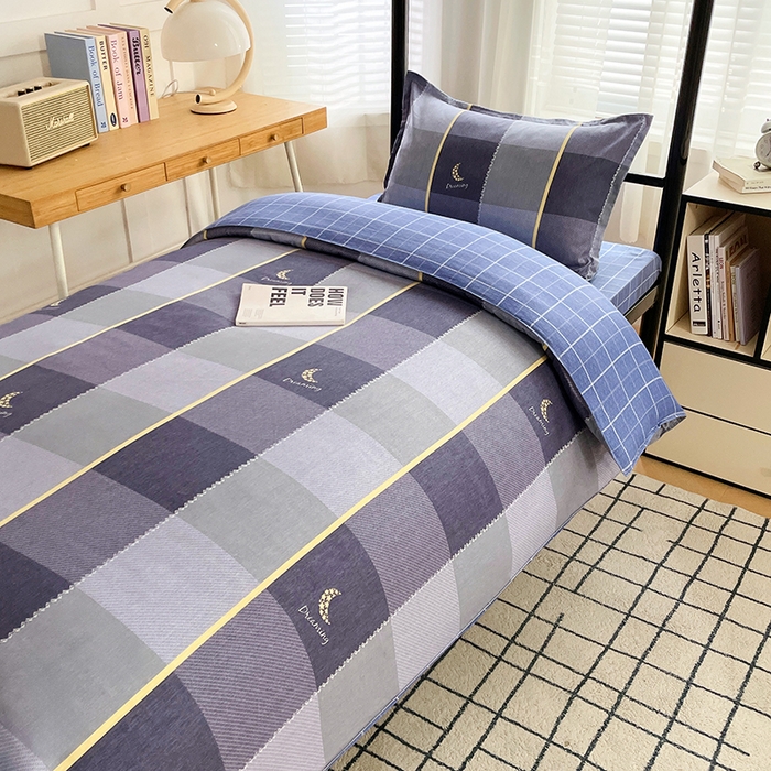 91家纺网 家纺一手货源 找家纺 锦润 2025新款印花12868全棉学生宿舍三件套纯棉六件套达芬奇-灰