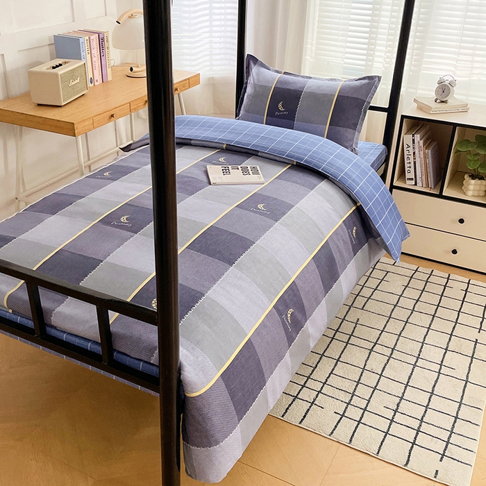 91家纺网 家纺一手货源 找家纺 锦润 2025新款印花12868全棉学生宿舍三件套纯棉六件套达芬奇-灰