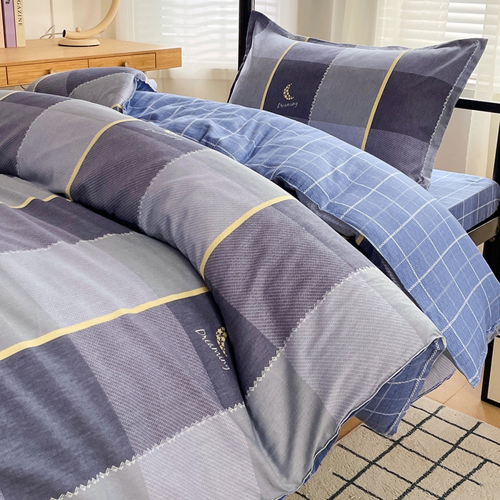 91家纺网 家纺一手货源 找家纺 锦润 2025新款印花12868全棉学生宿舍三件套纯棉六件套达芬奇-灰