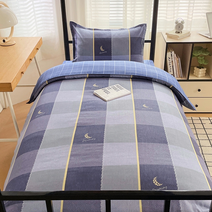 91家纺网 家纺一手货源 找家纺 锦润 2025新款印花12868全棉学生宿舍三件套纯棉六件套达芬奇-灰