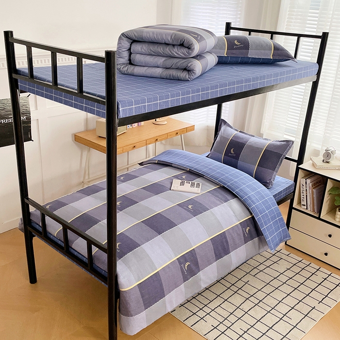 91家纺网 家纺一手货源 找家纺 锦润 2025新款印花12868全棉学生宿舍三件套纯棉六件套达芬奇-灰