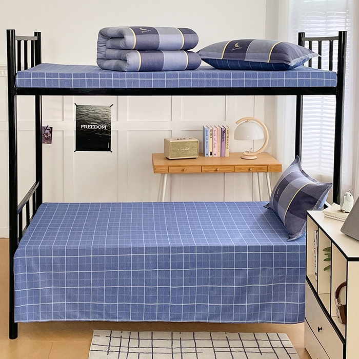 91家纺网 家纺一手货源 找家纺 锦润 2025新款印花12868全棉学生宿舍三件套纯棉六件套达芬奇-灰