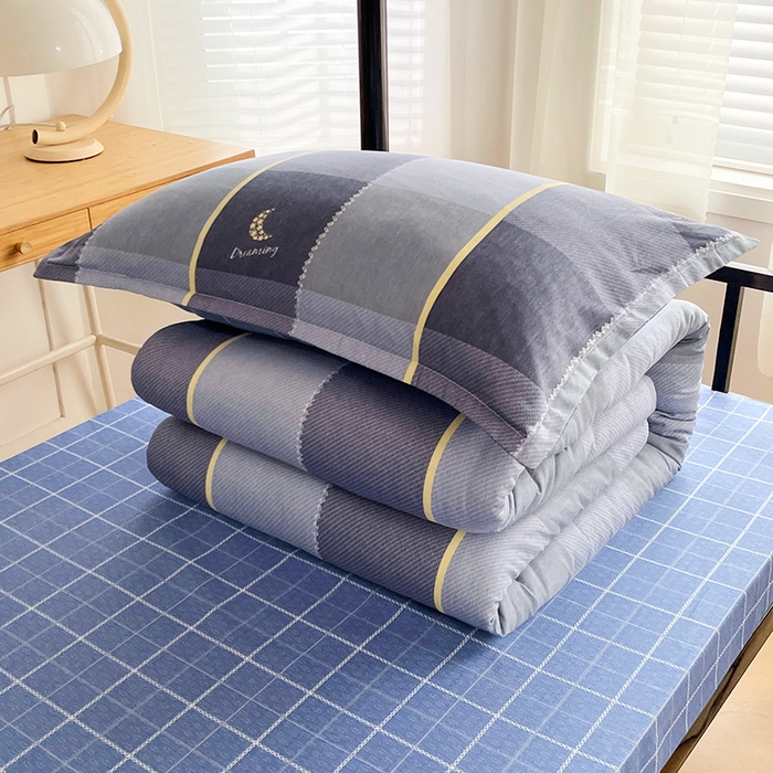 91家纺网 家纺一手货源 找家纺 锦润 2025新款印花12868全棉学生宿舍三件套纯棉六件套达芬奇-灰