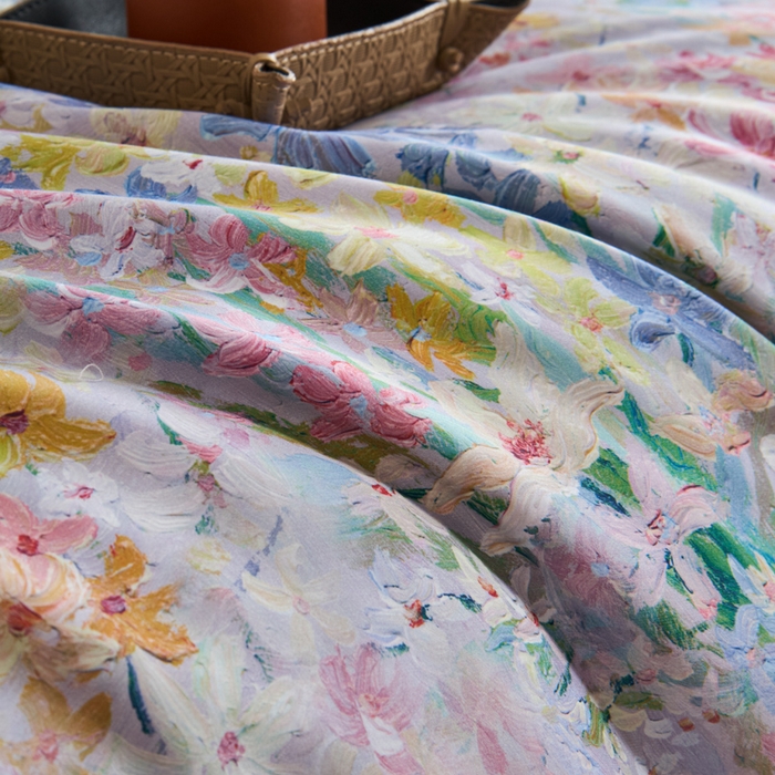 91家纺网 家纺一手货源 找家纺 禾时 2025新款高端100S长绒棉数码印花双拼边全棉纯棉四件套 碧海银沙