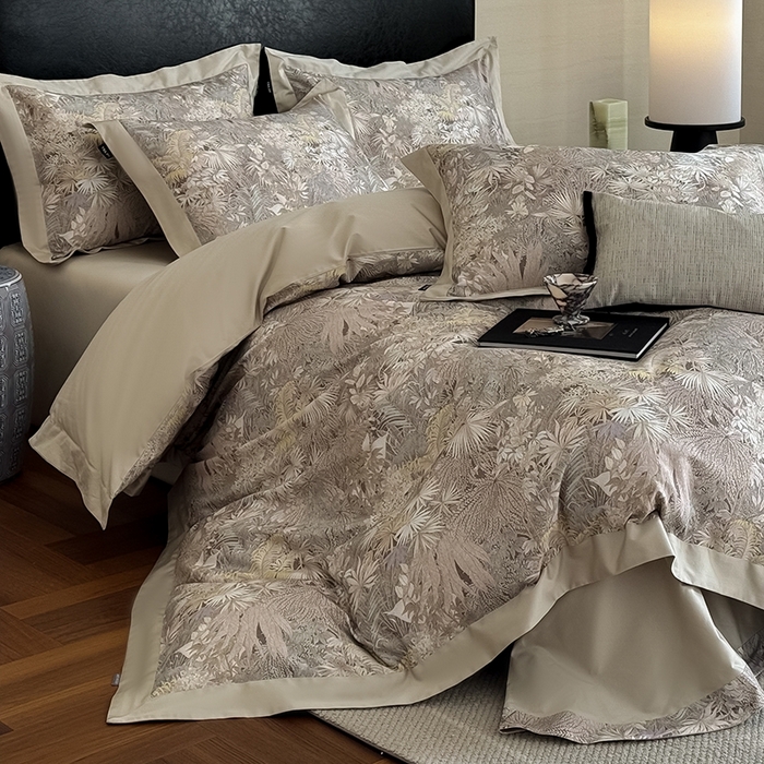 禾时 2025新款高端100S长绒棉数码印花双拼边全棉纯棉四件套 绮丽山河