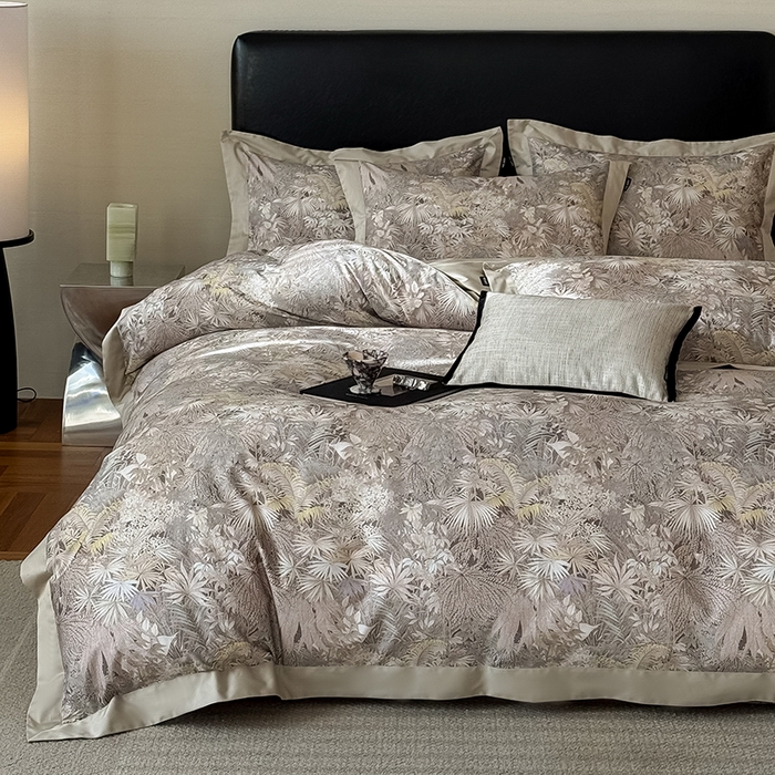 91家纺网 家纺一手货源 找家纺 禾时 2025新款高端100S长绒棉数码印花双拼边全棉纯棉四件套 绮丽山河