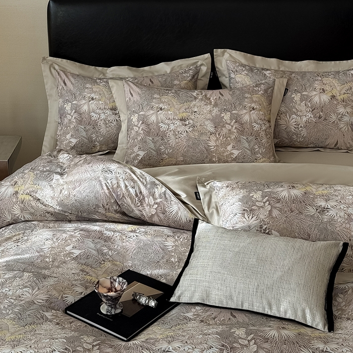 91家纺网 家纺一手货源 找家纺 禾时 2025新款高端100S长绒棉数码印花双拼边全棉纯棉四件套 绮丽山河