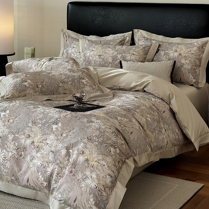 91家纺网 家纺一手货源 找家纺 禾时 2025新款高端100S长绒棉数码印花双拼边全棉纯棉四件套 绮丽山河