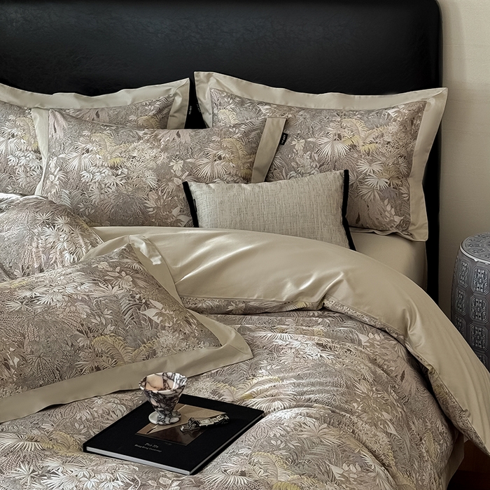 91家纺网 家纺一手货源 找家纺 禾时 2025新款高端100S长绒棉数码印花双拼边全棉纯棉四件套 绮丽山河